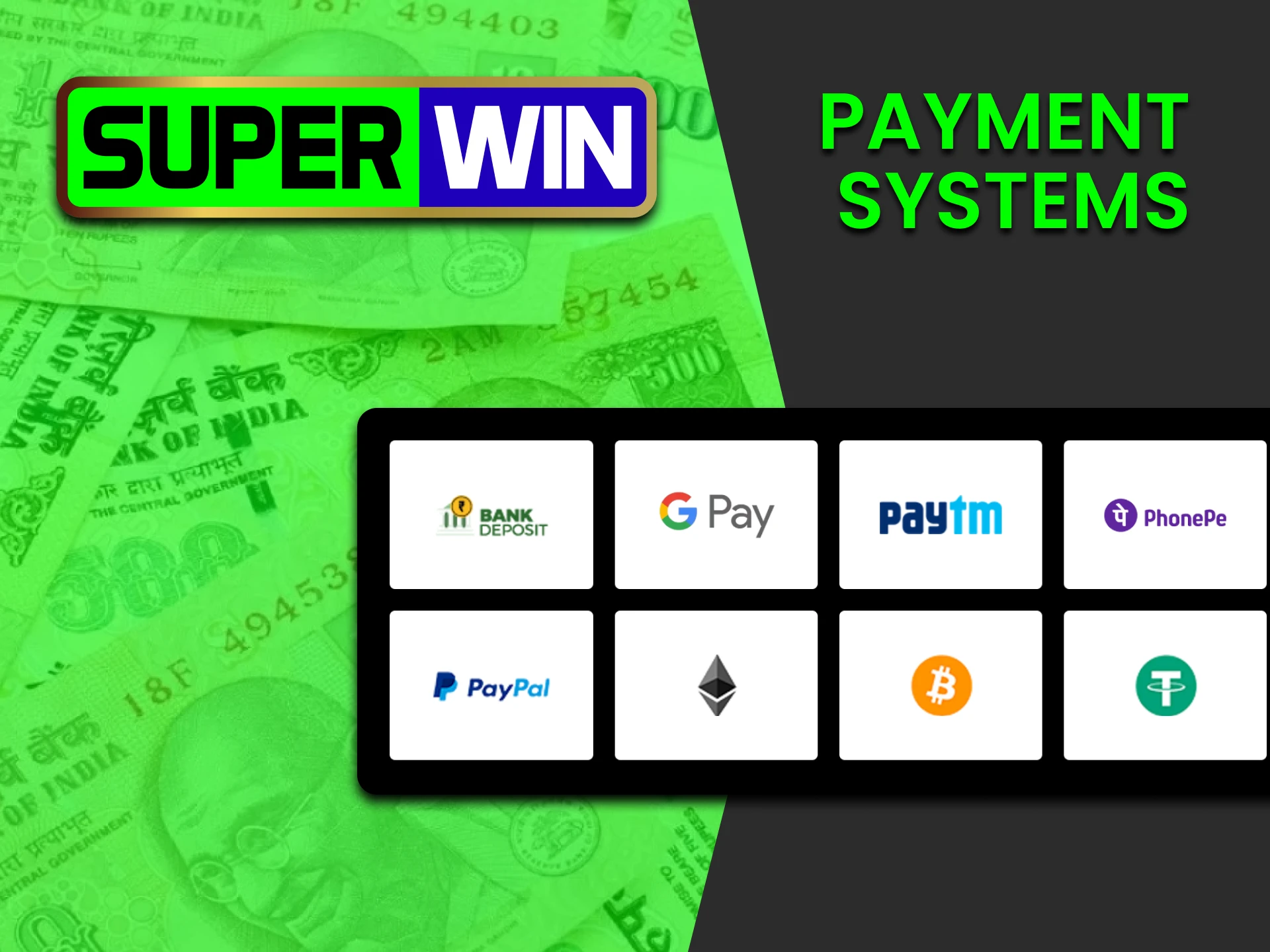 Find out what payment systems are available on Superwin.