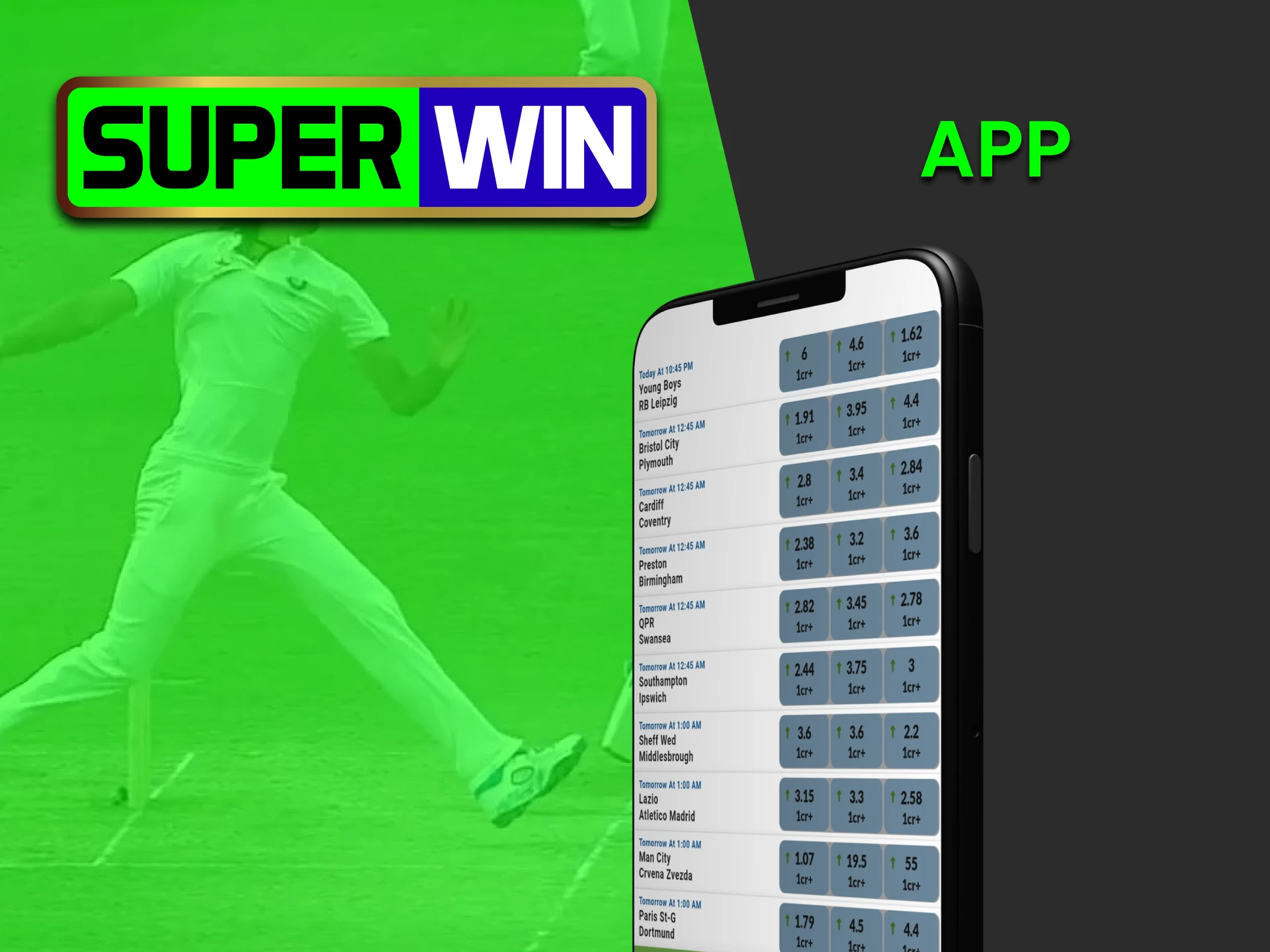 Download the Superwin app for sports betting.
