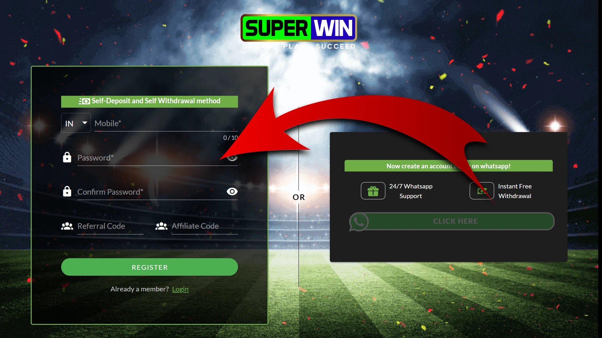 Fill in all the required information in the Superwin registration window.