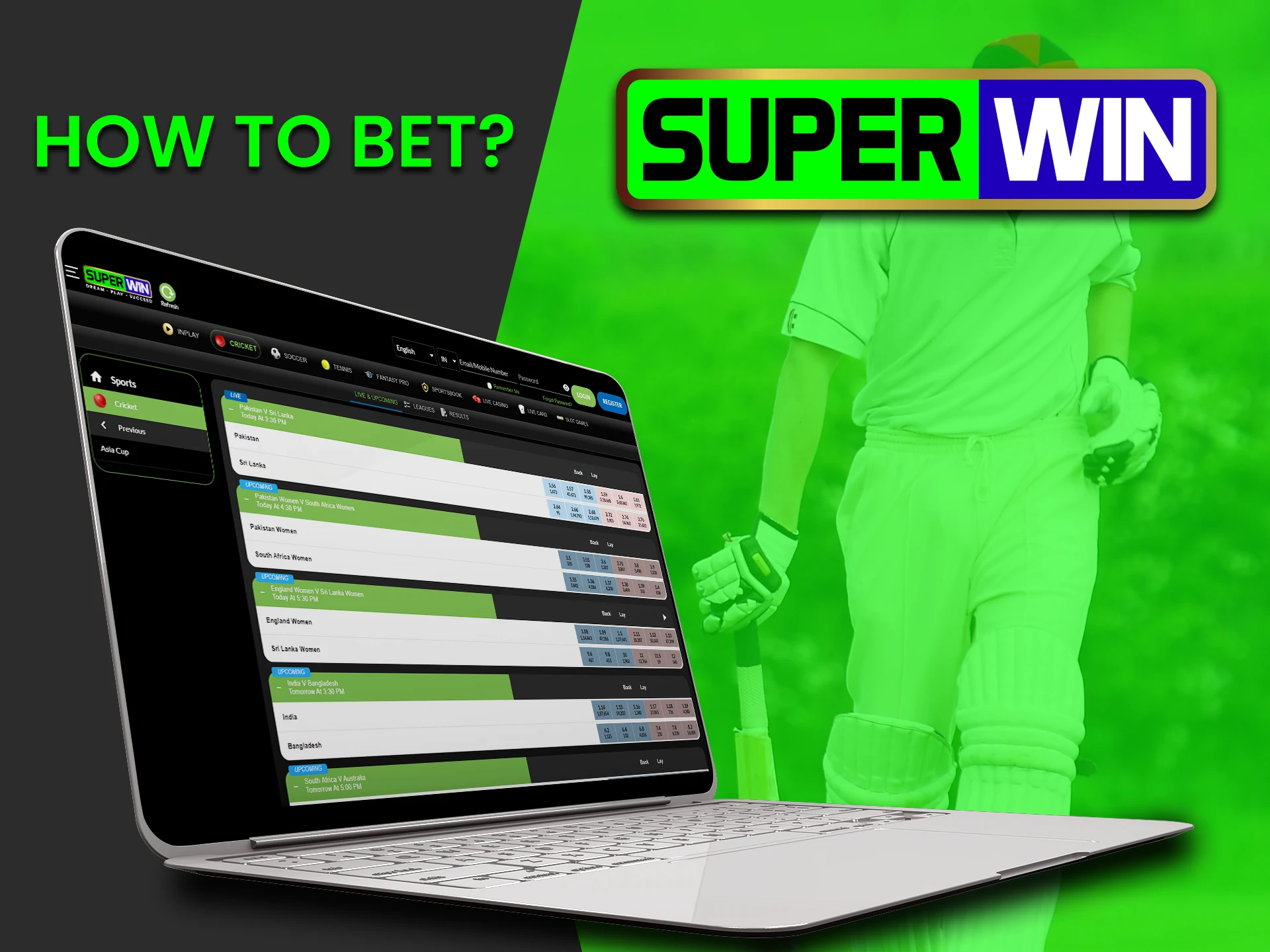 Find out how to place your first bet on Superwin.