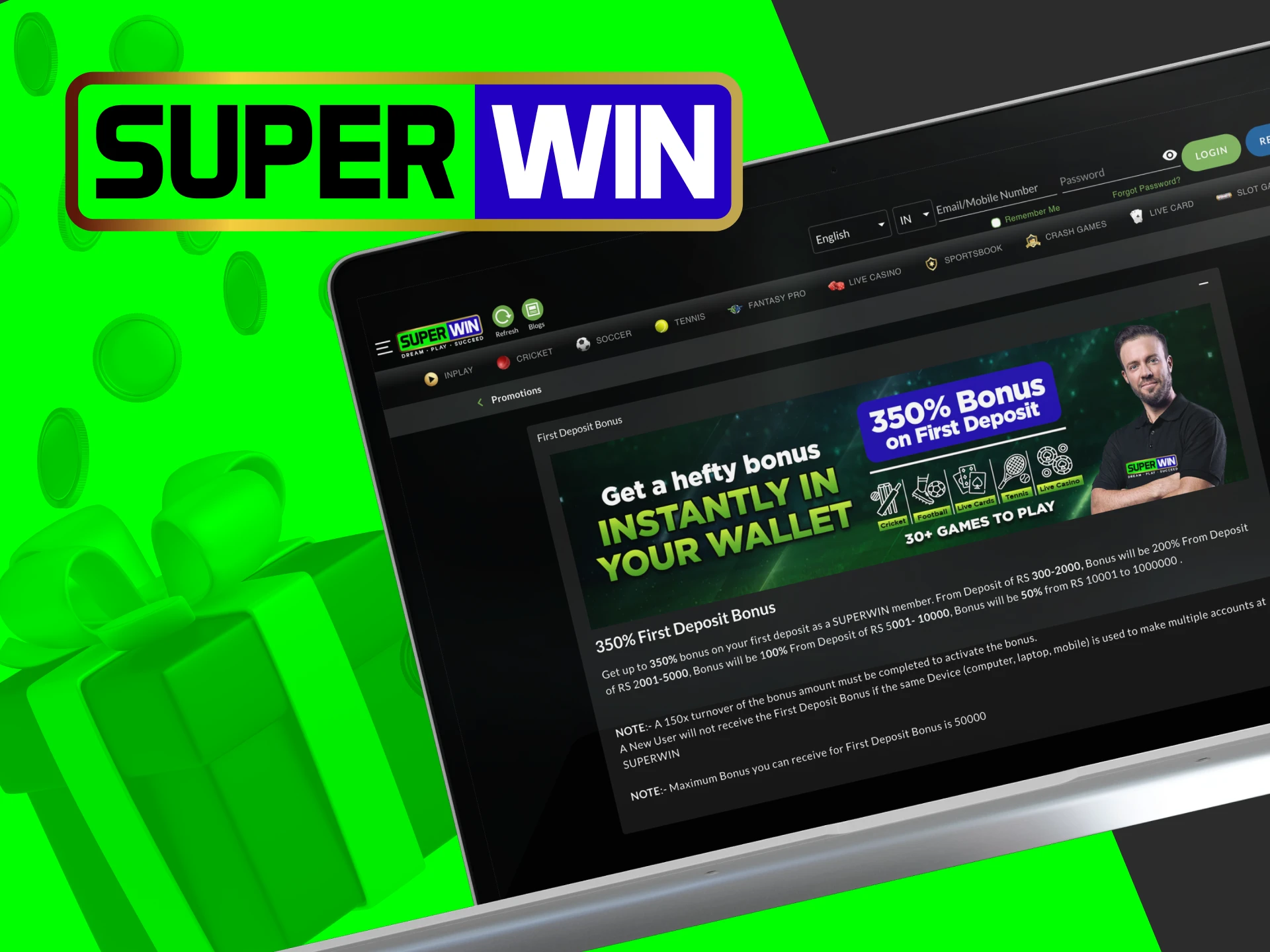 What bonuses can I get at SuperWin online casino.