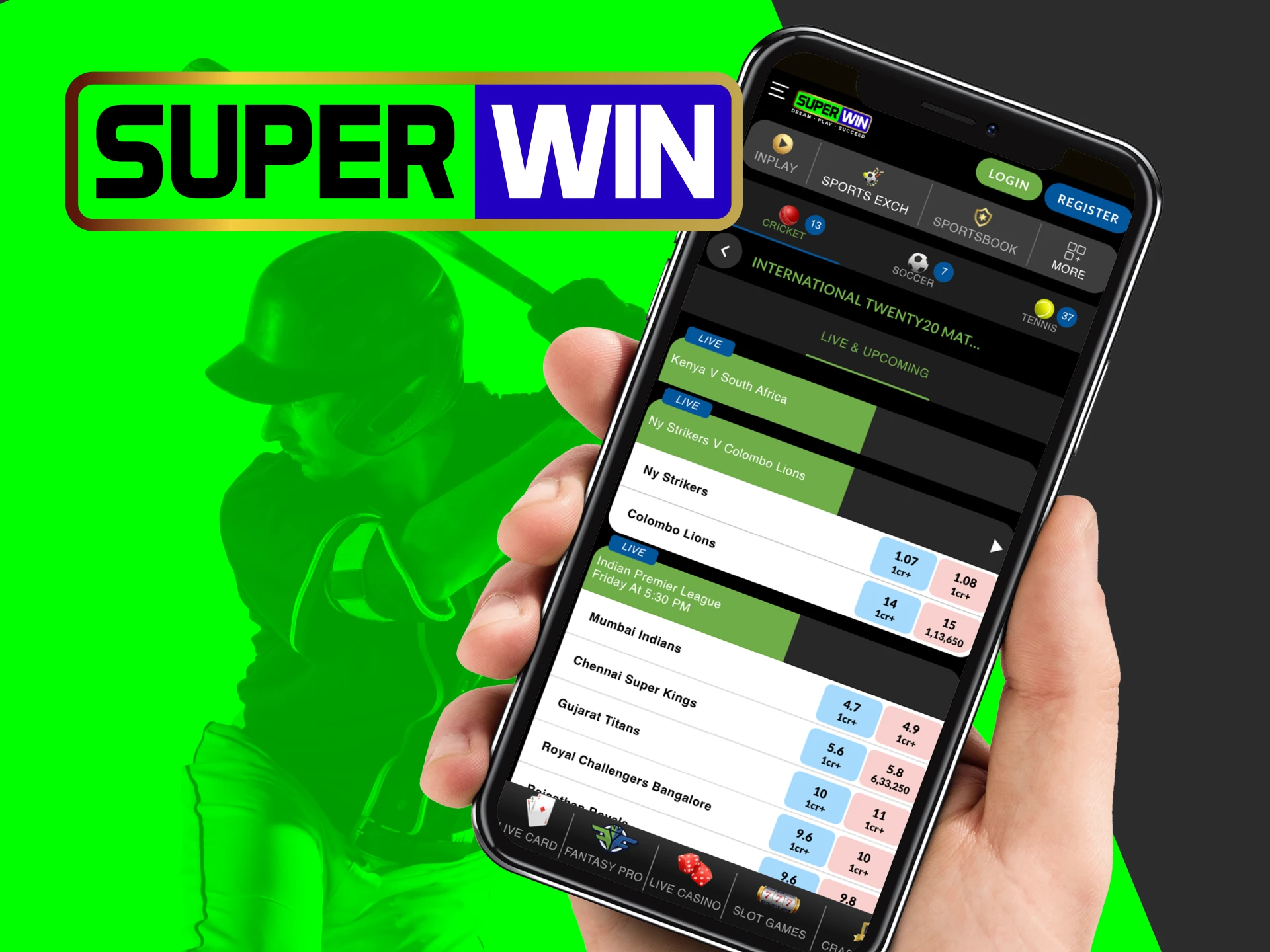 What do I need to do to bet on IPL matches at SuperWin online casino from my phone.